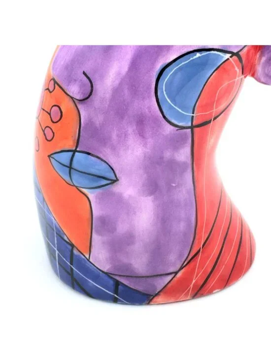 Muzeum Abstract Picasso Inspired Hand Painted Ceramic Candlestick Holder 10" - Picture 8 of 12